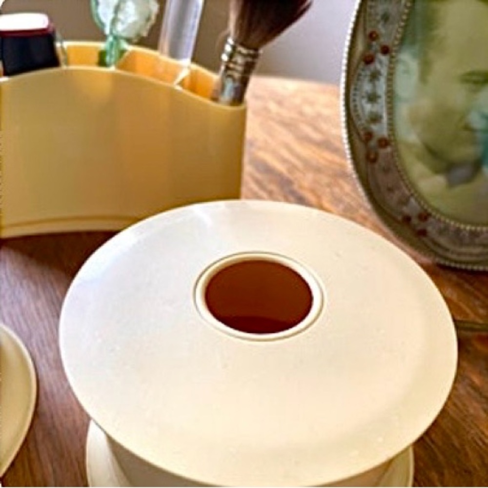 VINTAGE Deco Celluloid Dresser Set - Container, Hair Receiver and Lipstick Caddy - Picture 3 of 8